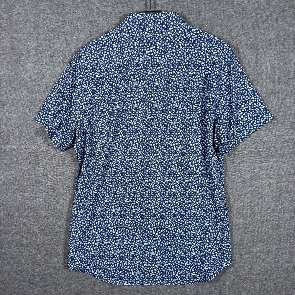 7Diamonds Brushstroke Shirt Mens Large Blue 4-Way Stretch Short Sleeve Geometric - Picture 7 of 8